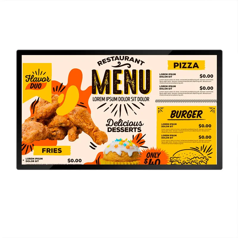 Wall mounted advertising display screen detail